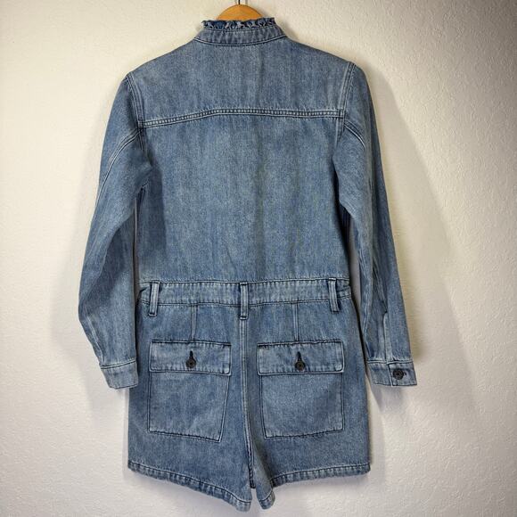 Women's Hudson Long Sleeve Denim Blue Jean Romper Size Small - Picture 7 of 8